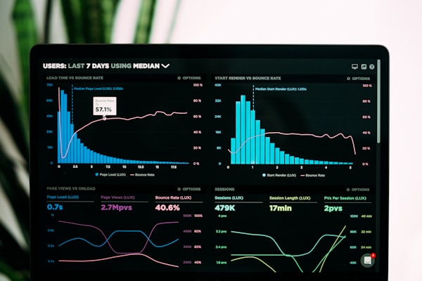Network performance monitoring dashboard on screen